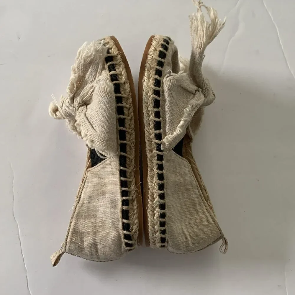 Zara Kids Cream/Tan Frayed Bow Espadrilles